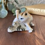 Vintage Cat & Kitten Figurine, Hand Painted Porcelain, Retro Animal Ornament, Cat Lover Gift