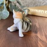 Vintage Cat & Kitten Figurine, Hand Painted Porcelain, Retro Animal Ornament, Cat Lover Gift