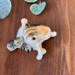 Vintage Cat & Kitten Figurine, Hand Painted Porcelain, Retro Animal Ornament, Cat Lover Gift