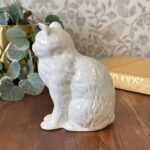 Vintage White Ceramic Cat Figurine J.M. Shannan Stevenson Ltd Made in England