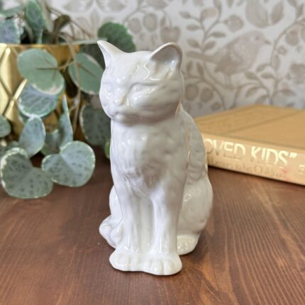 Vintage White Ceramic Cat Figurine J.M. Shannan Stevenson Ltd Made in England