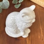 Vintage White Ceramic Cat Figurine J.M. Shannan Stevenson Ltd Made in England