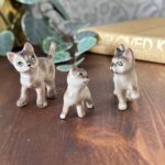 Vintage 1960s Porcelain Cat Figurines, Trio Set, Collectable Miniatures