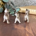 Vintage 1960s Porcelain Cat Figurines, Trio Set, Collectable Miniatures