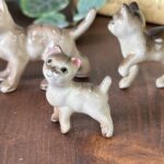 Vintage 1960s Porcelain Cat Figurines, Trio Set, Collectable Miniatures