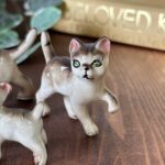 Vintage 1960s Porcelain Cat Figurines, Trio Set, Collectable Miniatures