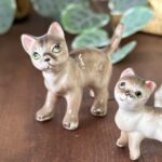 Vintage 1960s Porcelain Cat Figurines, Trio Set, Collectable Miniatures