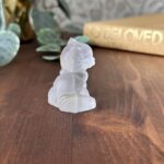 Vintage Frosted Satin Glass Cat Figurine, Small Collectable Seated Kitty Ornament