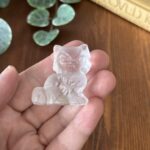 Vintage Frosted Satin Glass Cat Figurine, Small Collectable Seated Kitty Ornament