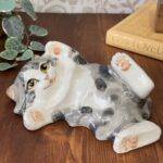 Vintage 1991 Studio Six Pottery Cat Figurine, M. Short Signed, Fulham Ceramic