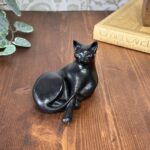 Vintage Kingmaker Welsh Coal Black Cat Figurine, Handmade Collectable Ornament