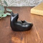 Vintage Kingmaker Welsh Coal Black Cat Figurine, Handmade Collectable Ornament