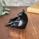 Vintage Kingmaker Welsh Coal Black Cat Figurine, Handmade Collectable Ornament