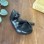 Vintage Kingmaker Welsh Coal Black Cat Figurine, Handmade Collectable Ornament