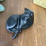 Vintage Kingmaker Welsh Coal Black Cat Figurine, Handmade Collectable Ornament
