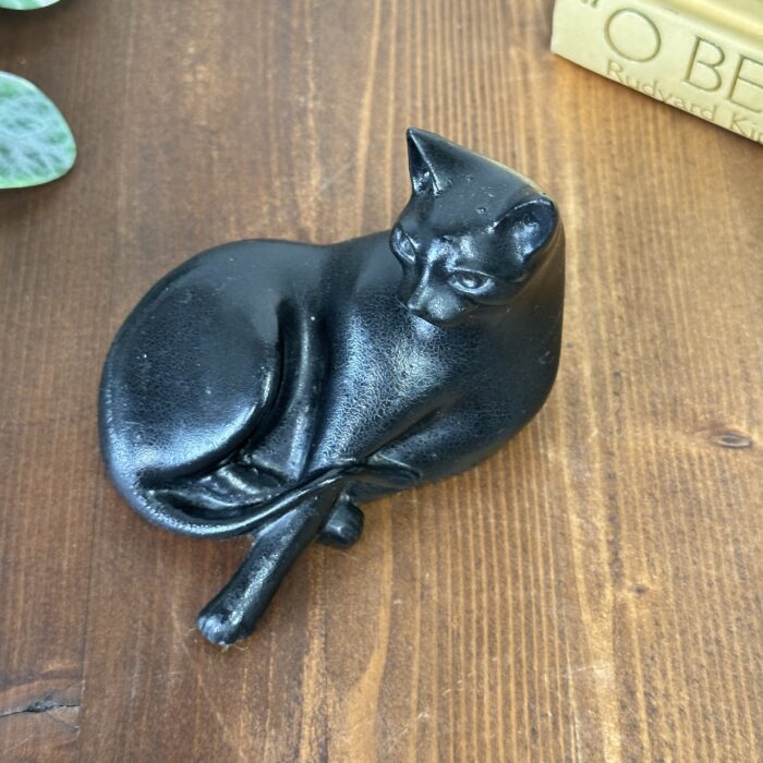 Vintage Kingmaker Welsh Coal Black Cat Figurine, Handmade Collectable Ornament