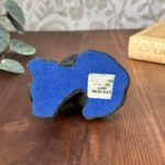 Vintage Welsh Slate Cat Figurine, Handmade Black Kitten with Wool, Cat Lover Gift