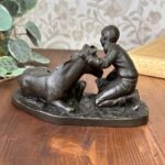 Vintage Heredities Bronze Girl Foal Sculpture P Parsons Signed 70s 80s Figure