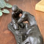 Vintage Heredities Bronze Girl Foal Sculpture P Parsons Signed 70s 80s Figure