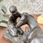 Vintage Heredities Bronze Girl Foal Sculpture P Parsons Signed 70s 80s Figure