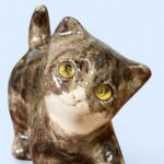 Vintage Winstanley Cat Size 1 Brown Tabby Kitten Figurine Glass Eyes England