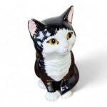 Vintage Just Cats & Co Ceramic Cat Figurine, Black White Tuxedo, Staffs Pottery