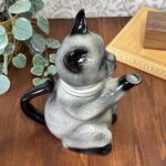 Vintage 1980s Tony Wood Pussy Foot Siamese Cat Teapot, Staffordshire Ceramic