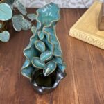 Green Ceramic Waterfall Backflow Incense Burner, Mountain Smoke Fountain De