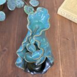 Green Ceramic Waterfall Backflow Incense Burner, Mountain Smoke Fountain De