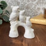 Vintage A. Santini Three Owls Sculpture, Italian Alabaster Resin Bird Figurine