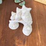 Vintage A. Santini Three Owls Sculpture, Italian Alabaster Resin Bird Figurine