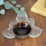 Vintage Humppila Kivi Bowl, Pertti Santalahti Finnish Art Glass, 1970s MCM Amber