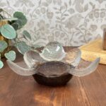 Vintage Humppila Kivi Bowl, Pertti Santalahti Finnish Art Glass, 1970s MCM Amber