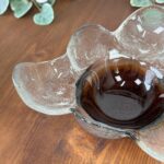 Vintage Humppila Kivi Bowl, Pertti Santalahti Finnish Art Glass, 1970s MCM Amber
