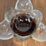 Vintage Humppila Kivi Bowl, Pertti Santalahti Finnish Art Glass, 1970s MCM Amber