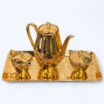 Vintage 1950s Bareuther Bavaria Gold Coffee Set, Mid Century Porcelain 4-Piece