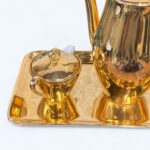 Vintage 1950s Bareuther Bavaria Gold Coffee Set, Mid Century Porcelain 4-Piece
