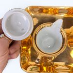 Vintage 1950s Bareuther Bavaria Gold Coffee Set, Mid Century Porcelain 4-Piece