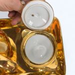 Vintage 1950s Bareuther Bavaria Gold Coffee Set, Mid Century Porcelain 4-Piece