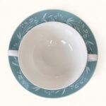 Vintage Royal Doulton Cascade Soup Cups & Saucers, 1950s Teal Floral China (Set of 2)