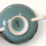 Vintage Royal Doulton Cascade Soup Cups & Saucers, 1950s Teal Floral China (Set of 2)