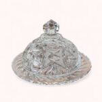 Vintage Crystal Butter Dish, American Cut Eleanor Pinwheel Design, Glass Dome Cover