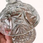Vintage Crystal Butter Dish, American Cut Eleanor Pinwheel Design, Glass Dome Cover
