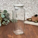 Vintage Bormioli Rocco Italy Frigoverre Glass Fridge Jug Pitcher White Lid 2 Pint
