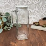 Vintage Bormioli Rocco Italy Frigoverre Glass Fridge Jug Pitcher White Lid 2 Pint