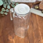 Vintage Bormioli Rocco Italy Frigoverre Glass Fridge Jug Pitcher White Lid 2 Pint