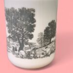 Vintage 1960s Maxwell House Milk Glass Storage Jar, Countryside Scene Canister