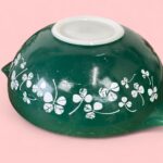 Vintage JAJ Pyrex Green Clover Leaf Cinderella Bowl, Large 1950s Mixing Bowl