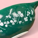 Vintage JAJ Pyrex Green Clover Leaf Cinderella Bowl, Large 1950s Mixing Bowl