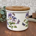 Vintage Portmeirion Botanic Garden Pansy Large Storage Jar, Airtight Ceramic Canister